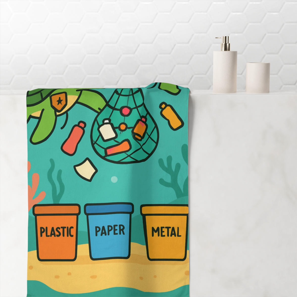 Coral Reef Recycling Rangers comfortable face towels