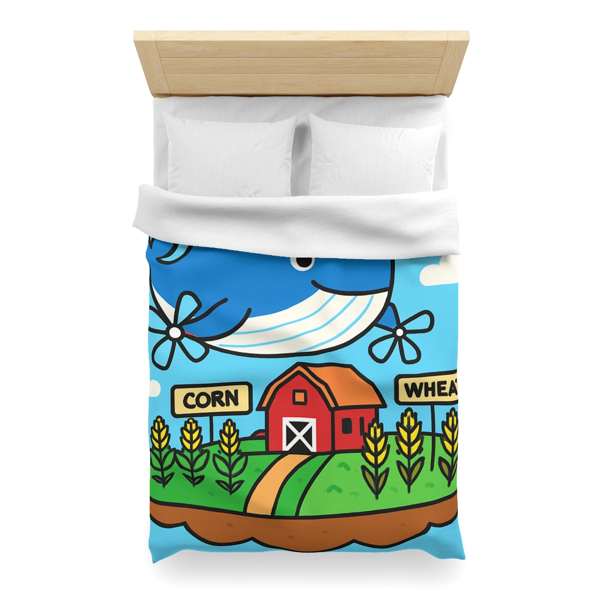 Windmill Whale Above The Floating Farm designer printed duvets