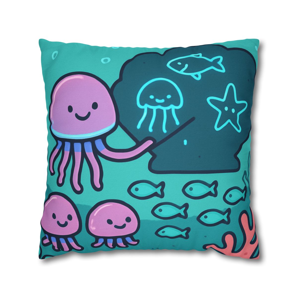 Bioluminescent Reef School With Glow Jellyfish custom pillow cases