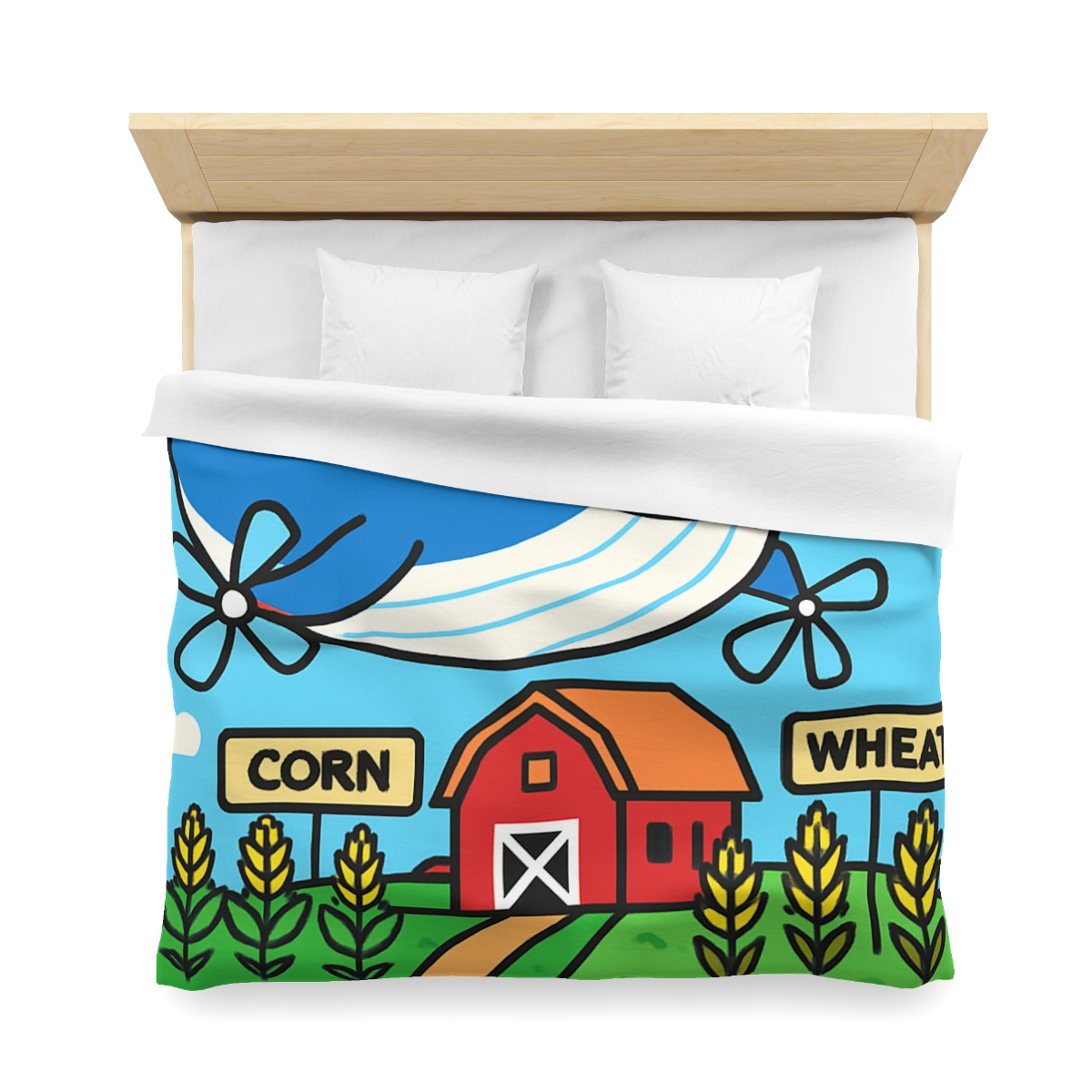 Windmill Whale Above The Floating Farm designer printed duvets
