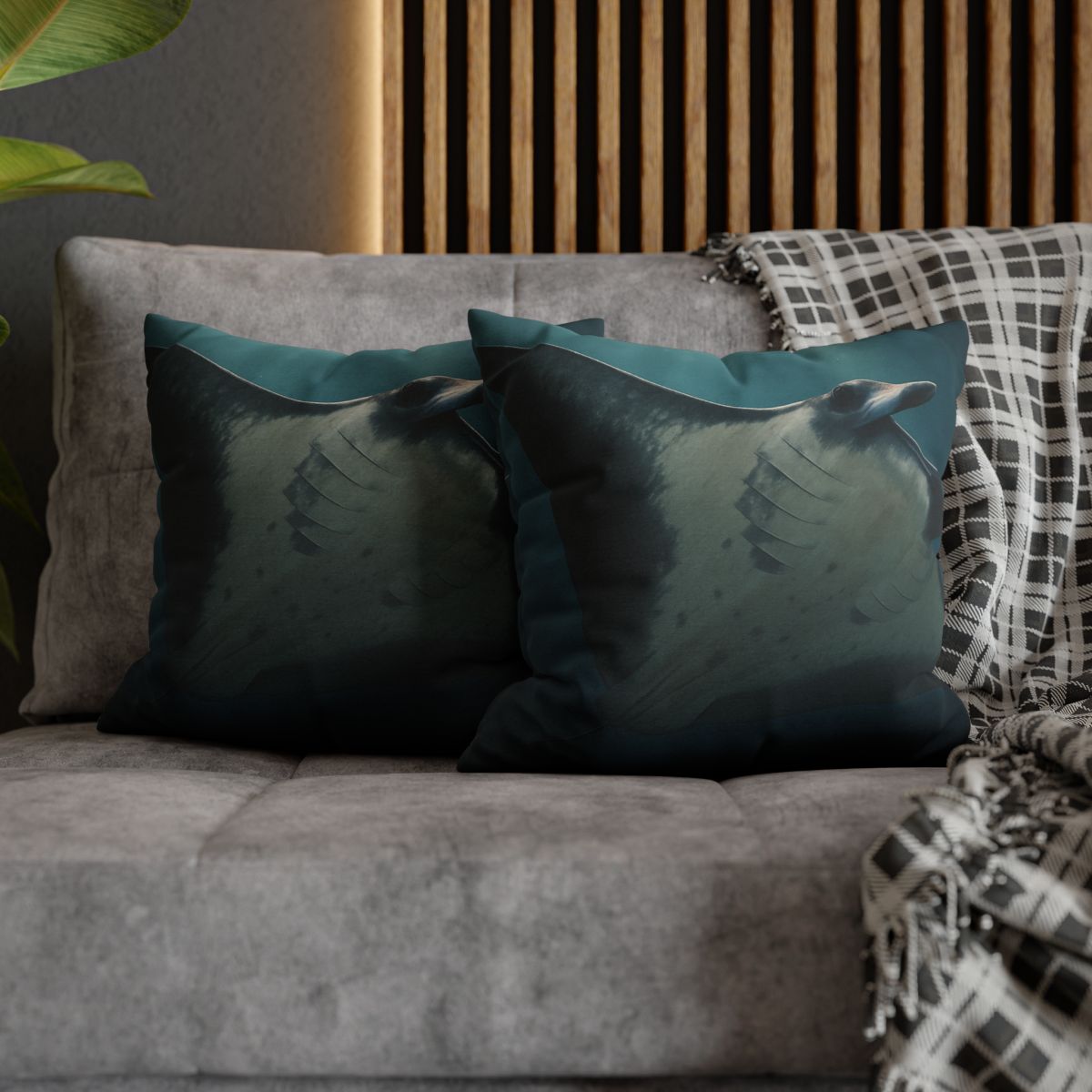 Blue Halo Giant Manta Ray comfortable bedding pillow covers