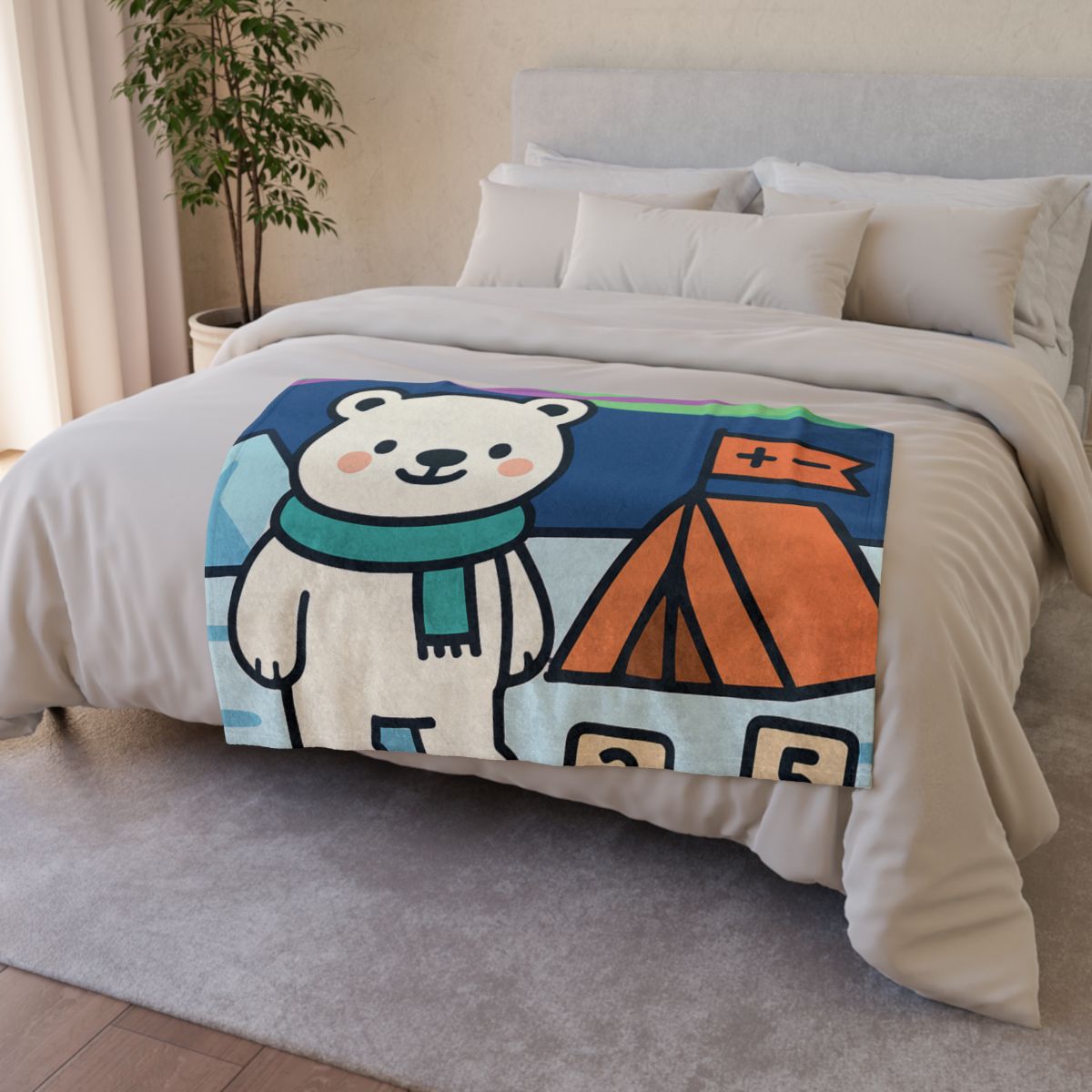 Polar Bear Aurora Math Camp custom blankets
