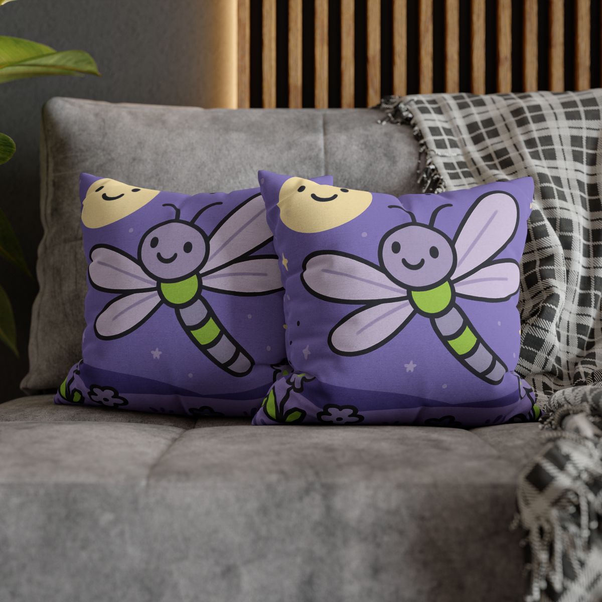 Moonlight Meadow Dragonfly personalized pillow covers