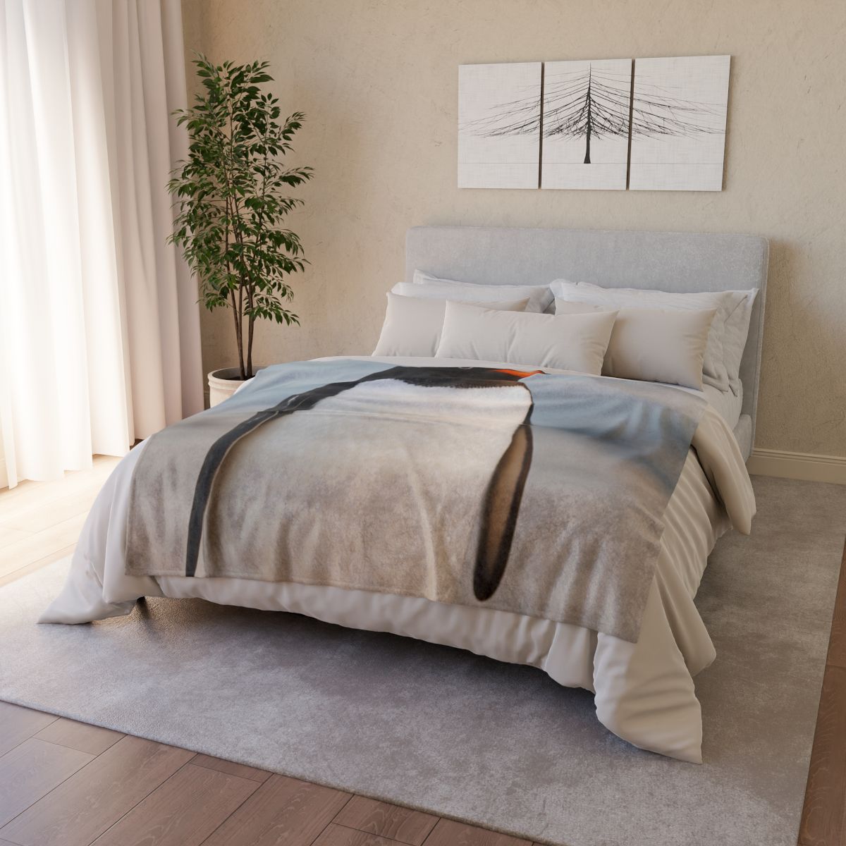 Shoreline Echo Gentoo Penguin designer printed blankets