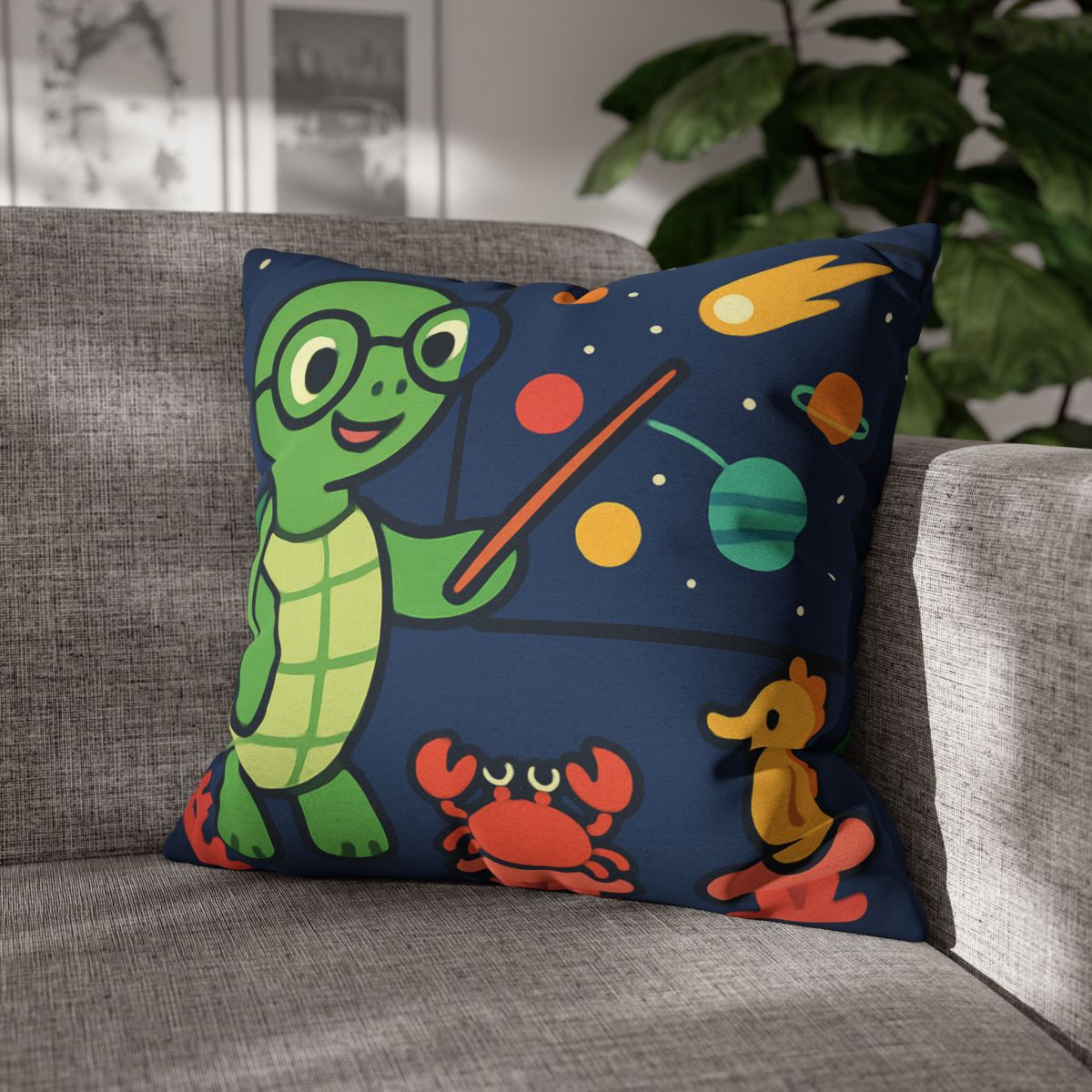 Comet Classroom Turtle personalized pillow covers