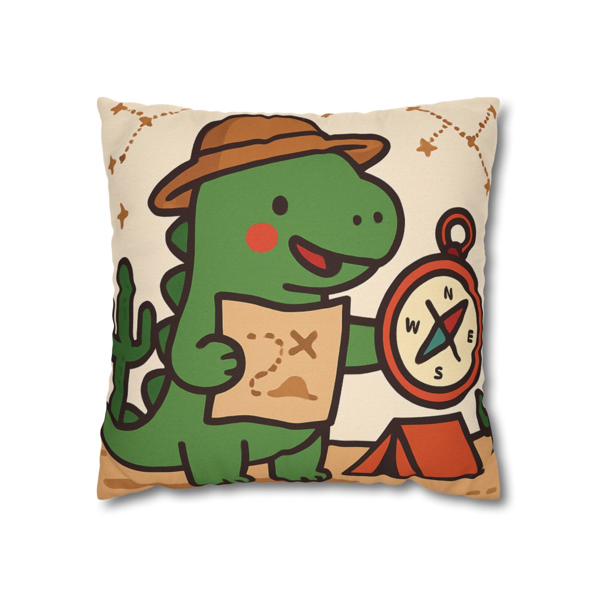 Desert Dino Map Quest With Compass And Constellations soft cotton pillow cases