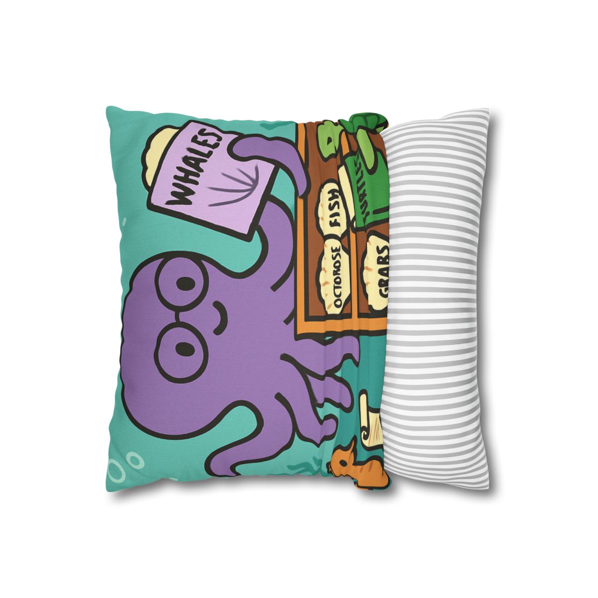 Undersea Library Of The Curious Octopus designer print pillow cases