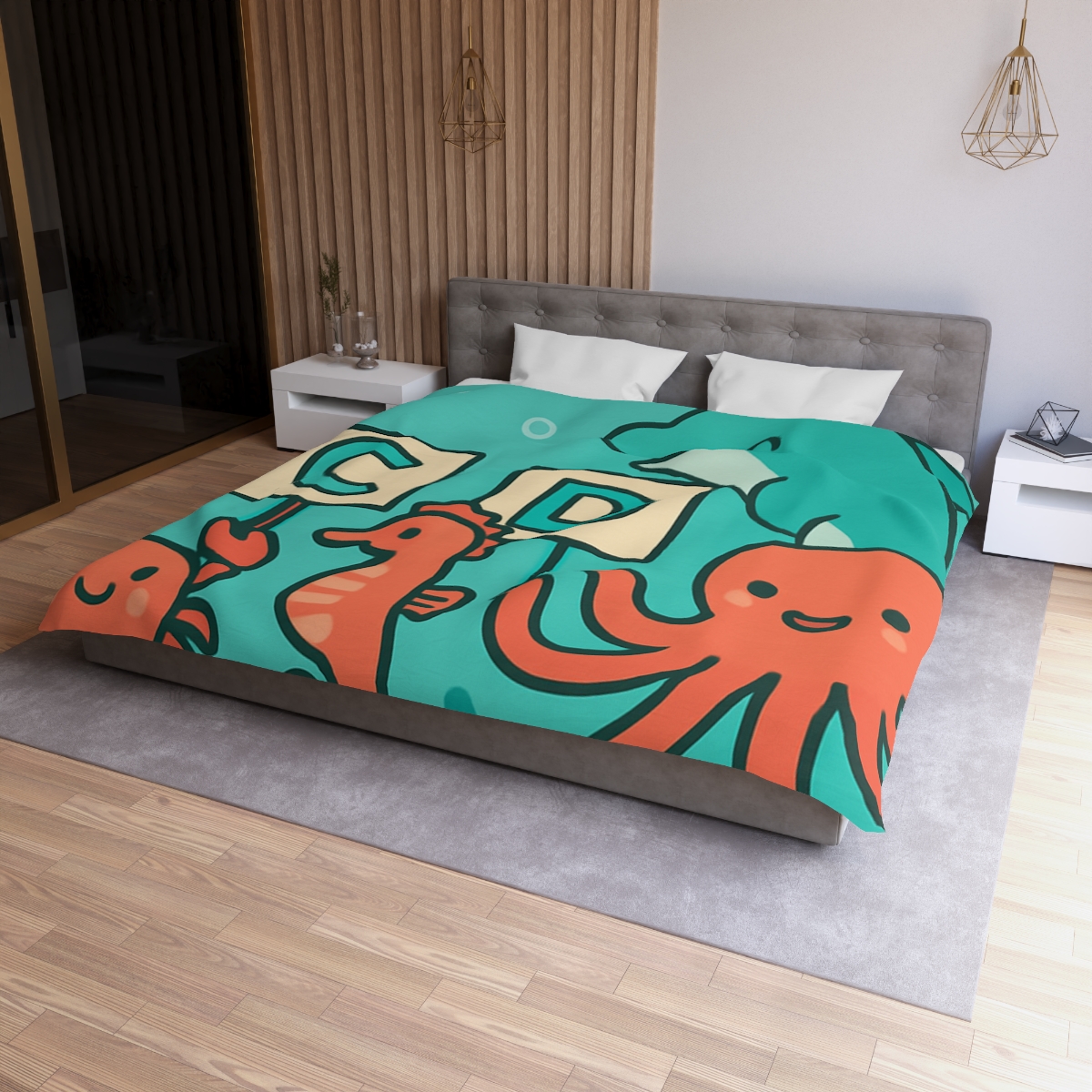 Coral Reef Alphabet Parade designer printed duvets