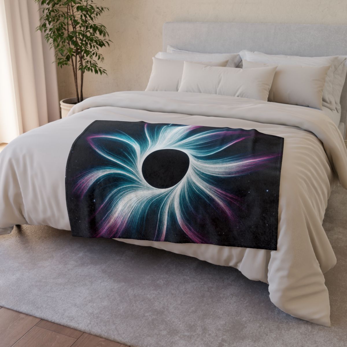 Gravitational Halo Bloom soft fleece blankets