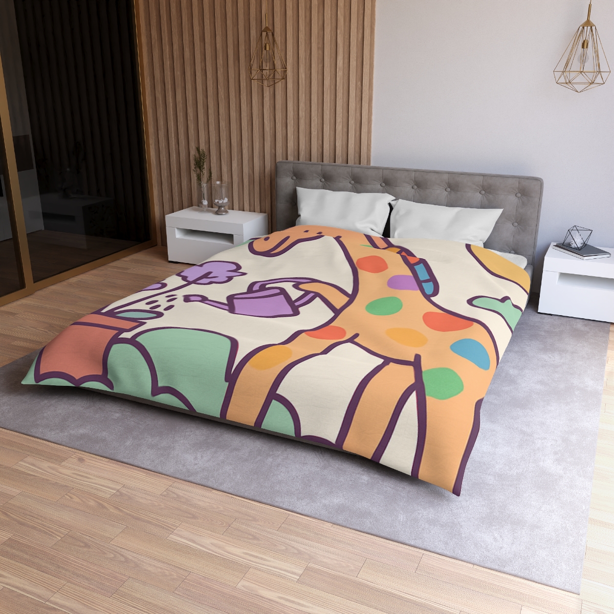 Cloud Garden With Rainbow Giraffe warm winter duvets
