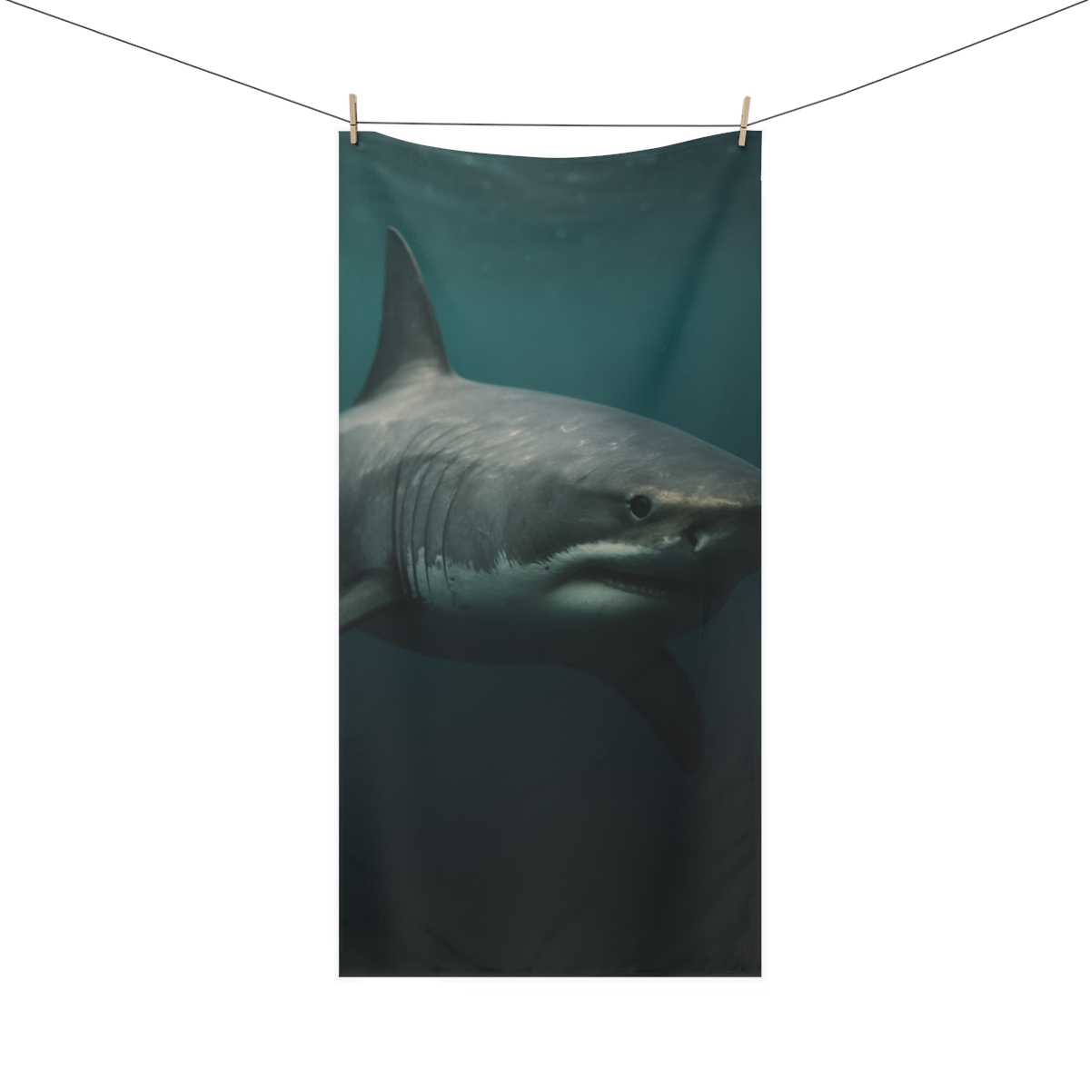 Deep Blue Voyager Great White Shark designer printed towels