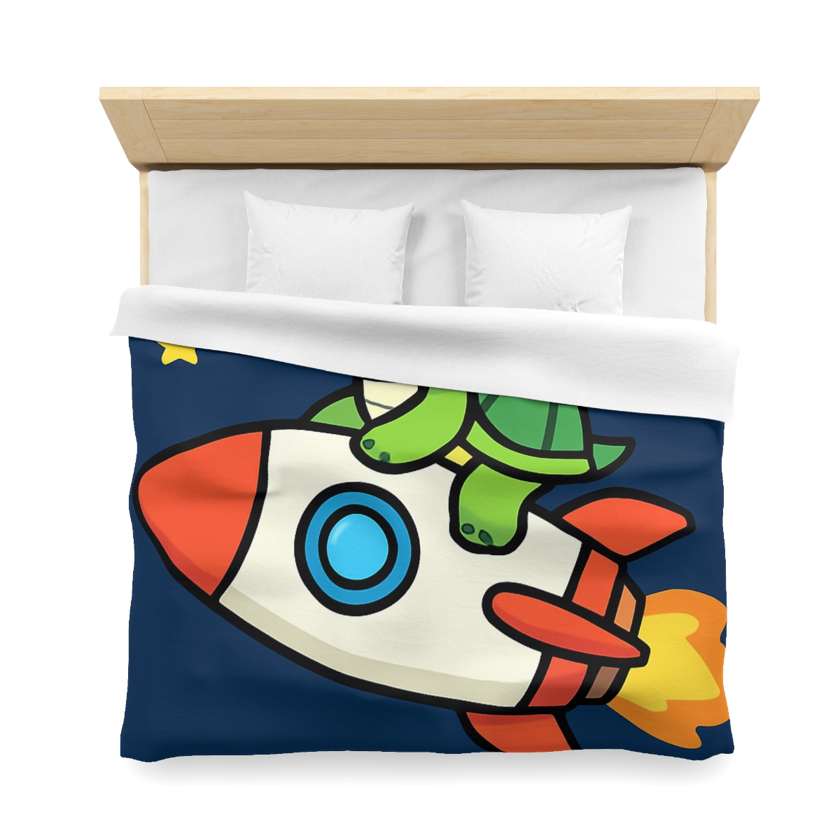 Rocket Riding Turtle To The Moon unique patterned duvets
