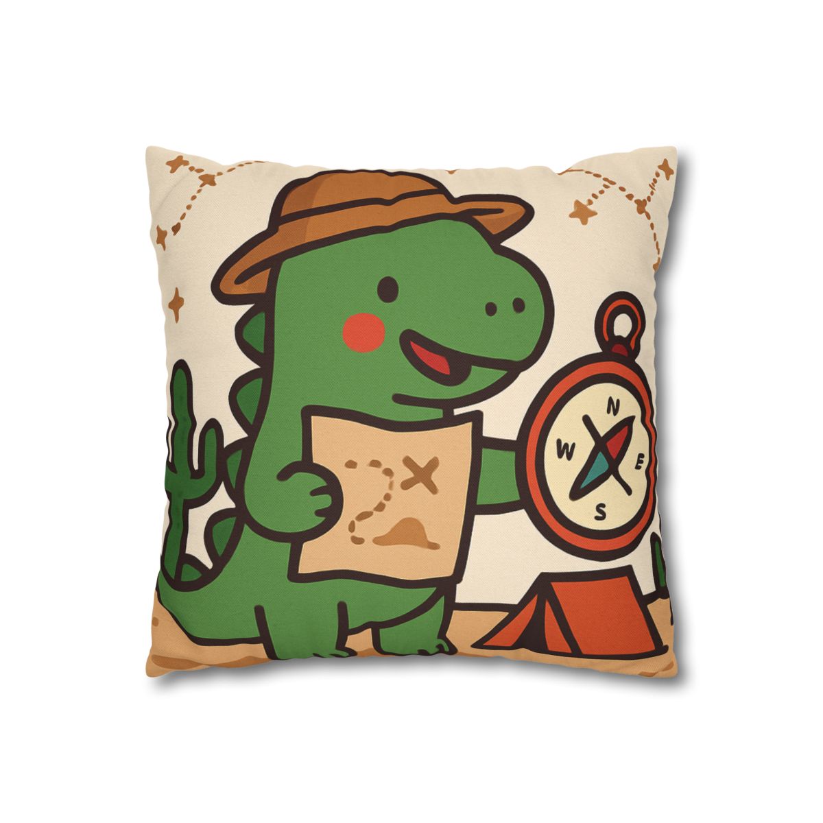 Desert Dino Map Quest With Compass And Constellations soft cotton pillow cases