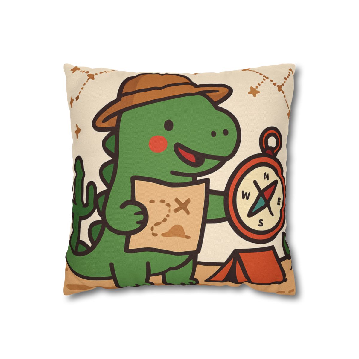 Desert Dino Map Quest With Compass And Constellations soft cotton pillow cases