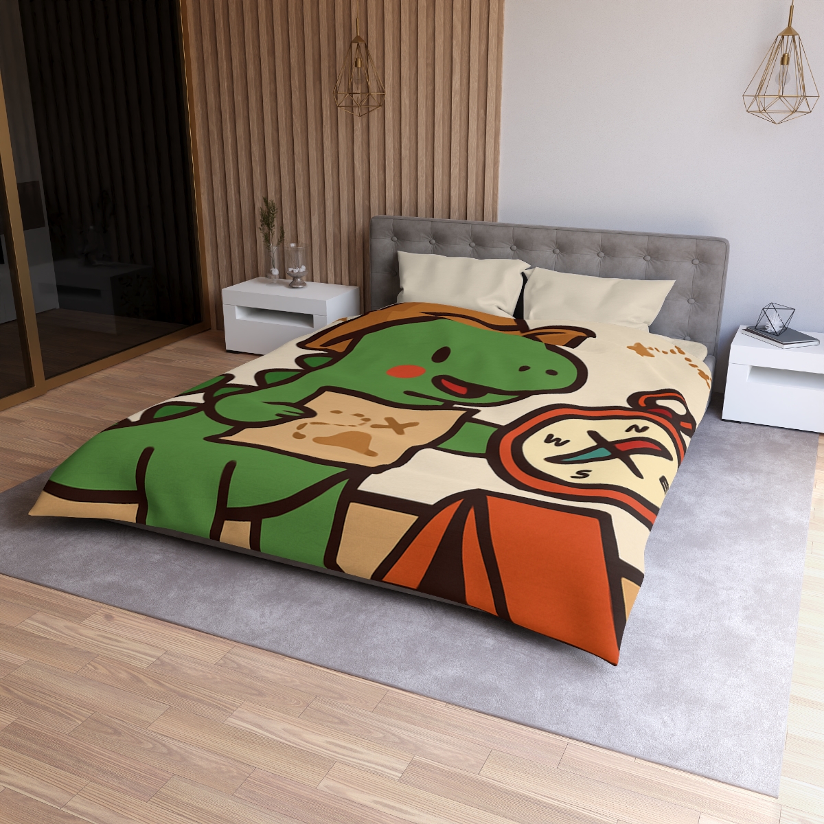 Desert Dino Map Quest With Compass And Constellations personalized bedding duvets