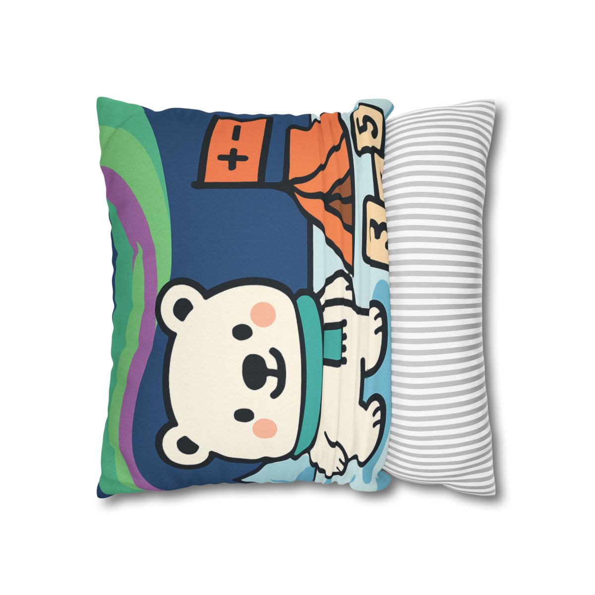 Polar Bear Aurora Math Camp designer print pillow cases