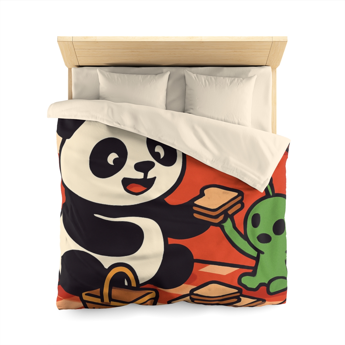 Martian Panda Picnic custom duvets