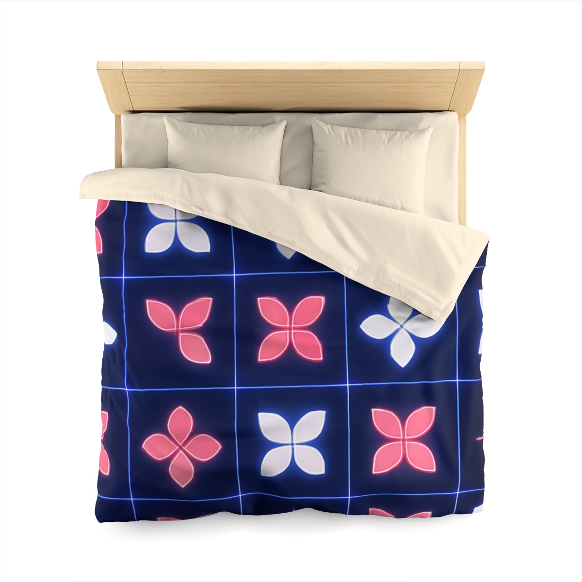 Quantum Blossom Grid designer printed duvets