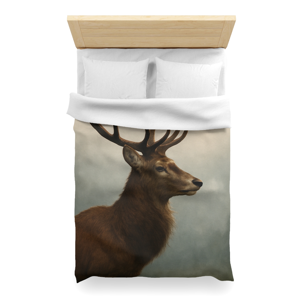 Morning Mist Red Deer Stag designer printed duvets