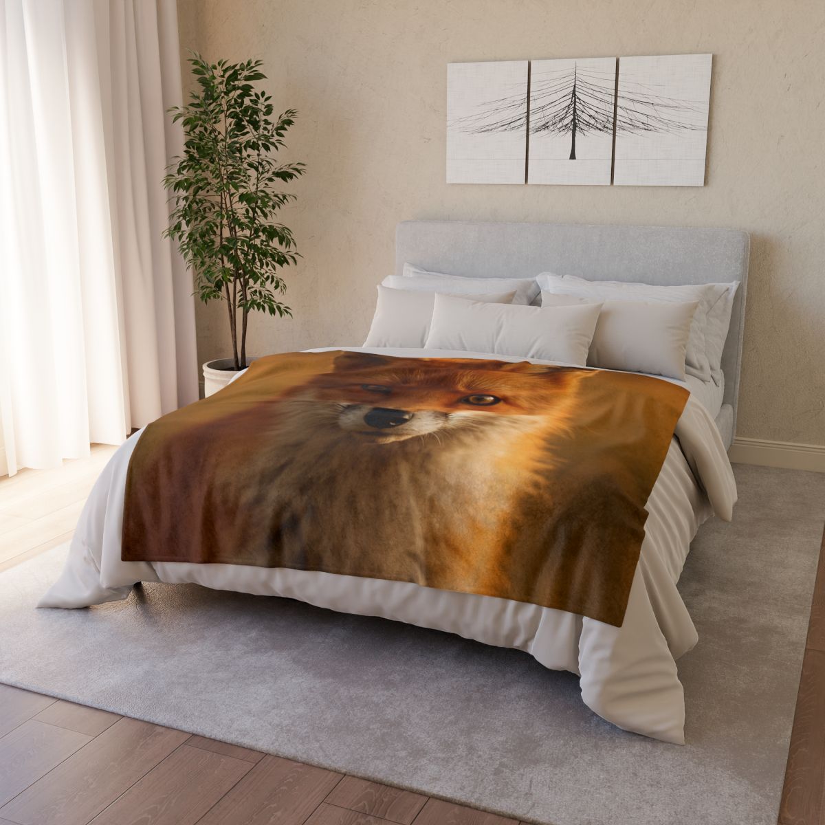 Crimson Whisper Red Fox personalized cozy blankets