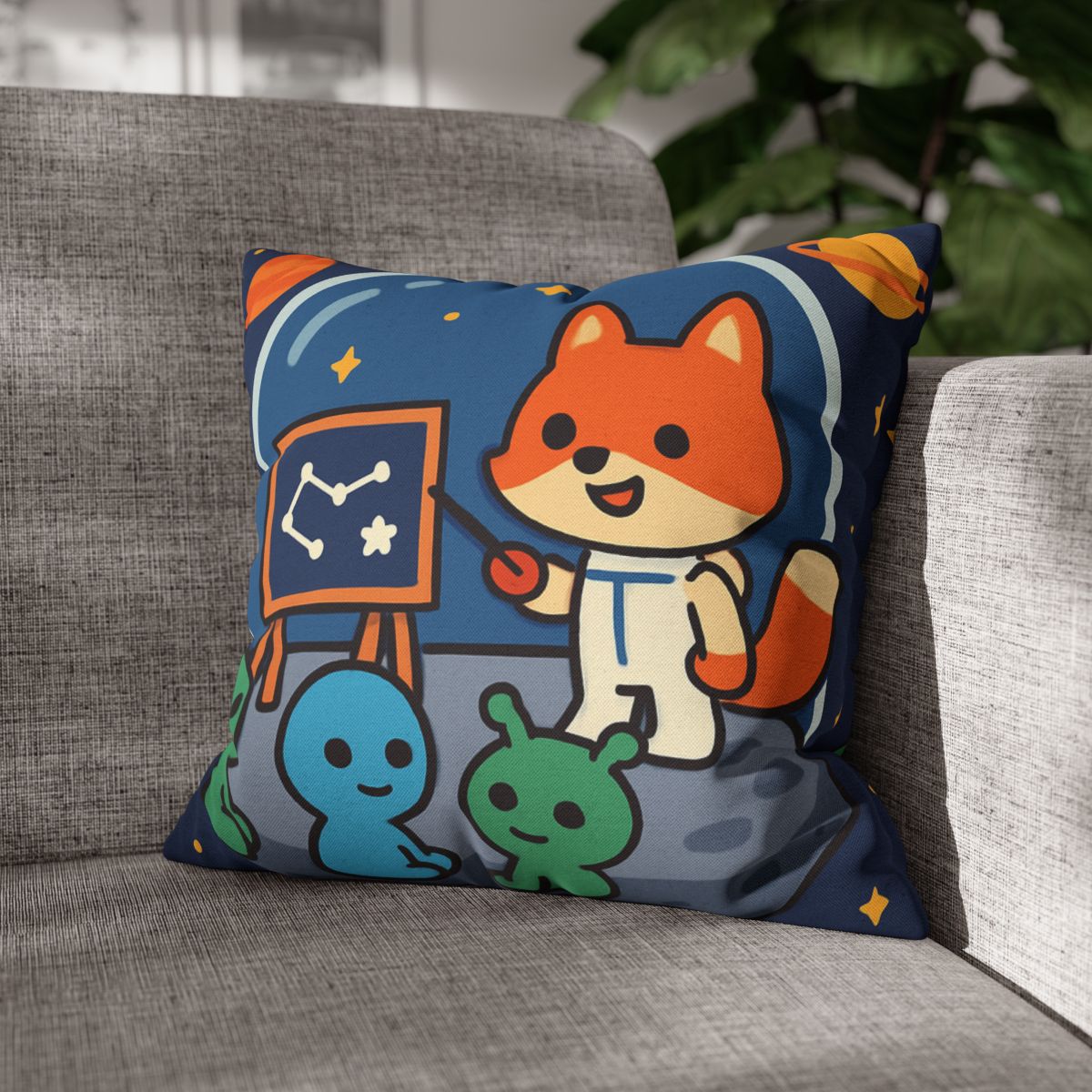 Comet Classroom With Curious Space Fox comfortable bedding pillow covers