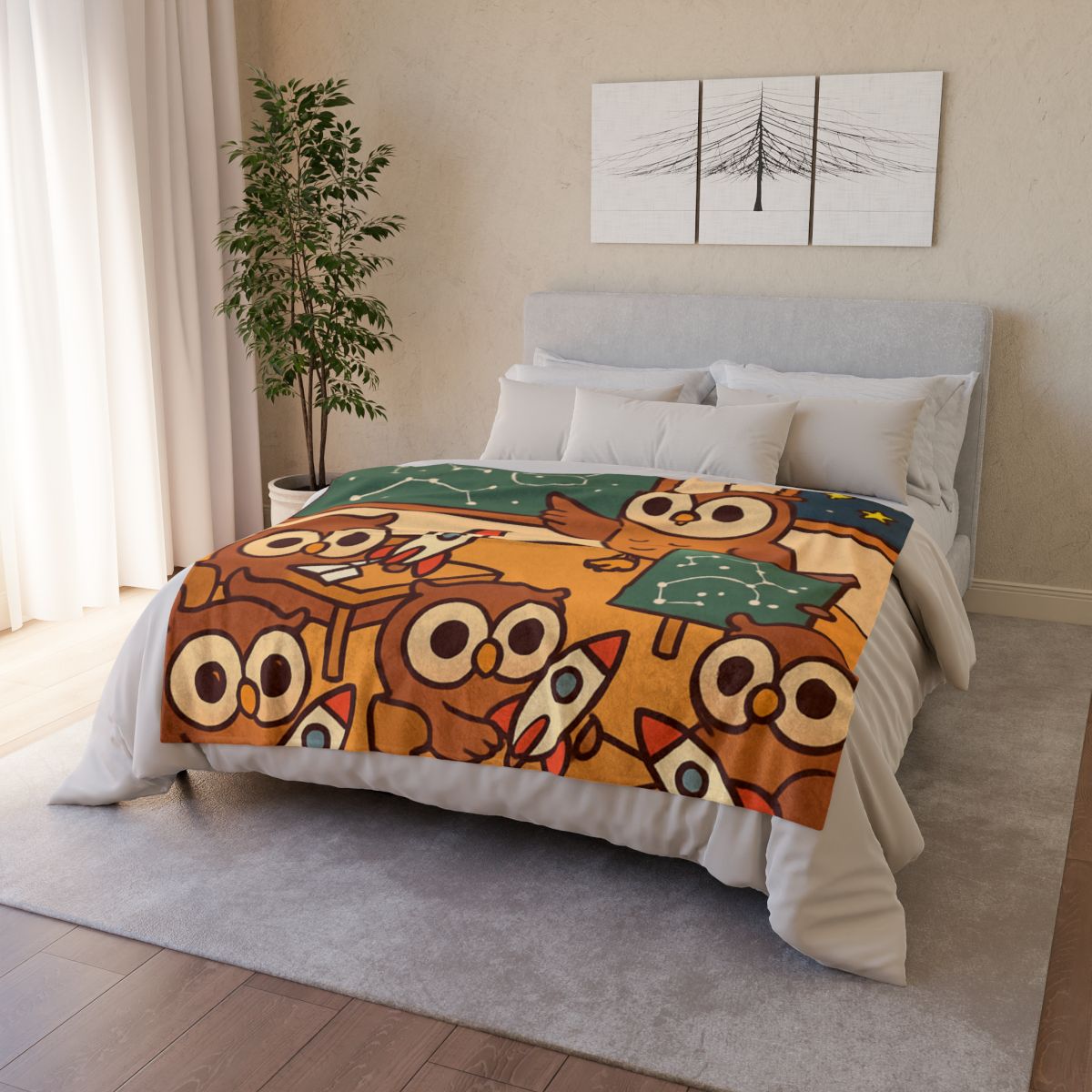 Rocket School Of Owls warm winter blankets