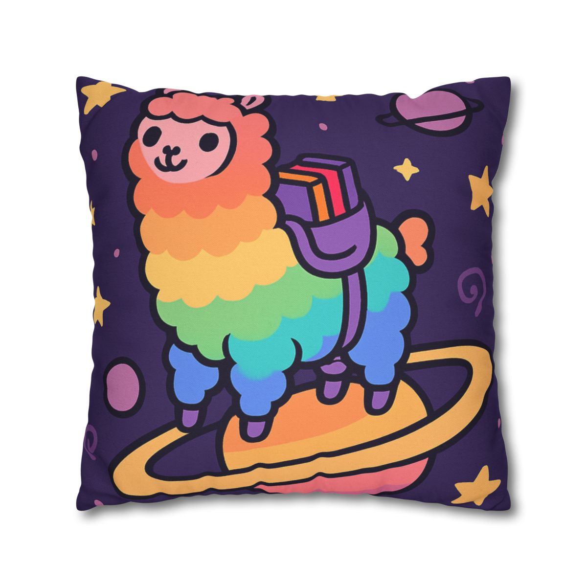 Galaxy Riding Rainbow Llama comfortable bedding pillow covers