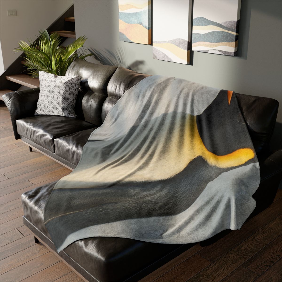 Aurora Drift Emperor Penguin personalized cozy blankets