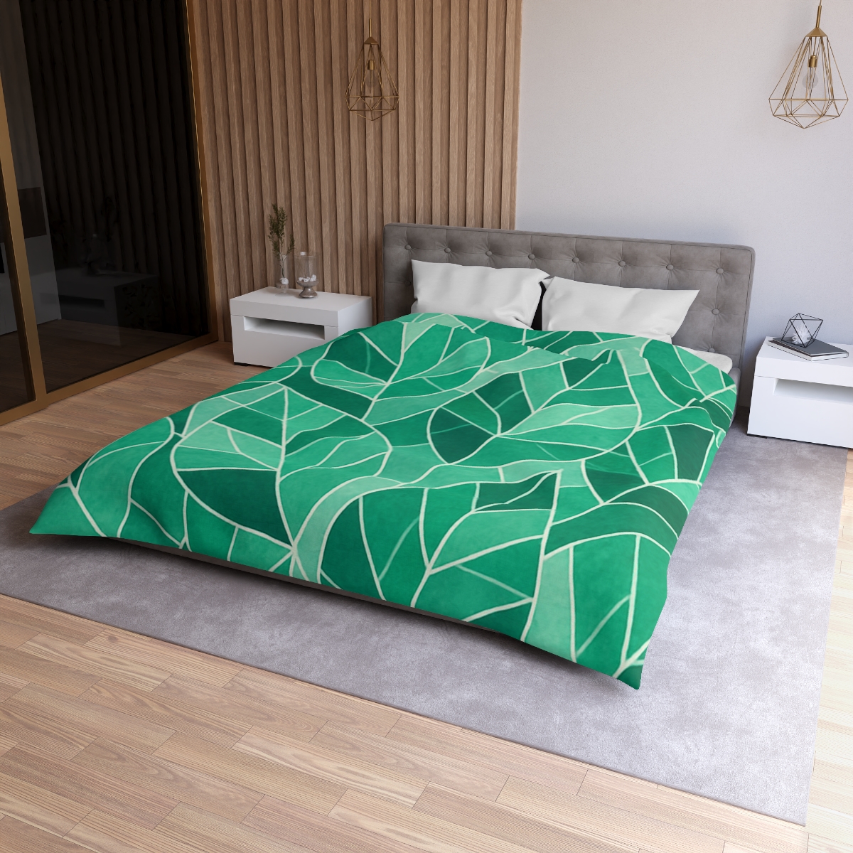 Crystal Leaf Mosaic designer printed duvets