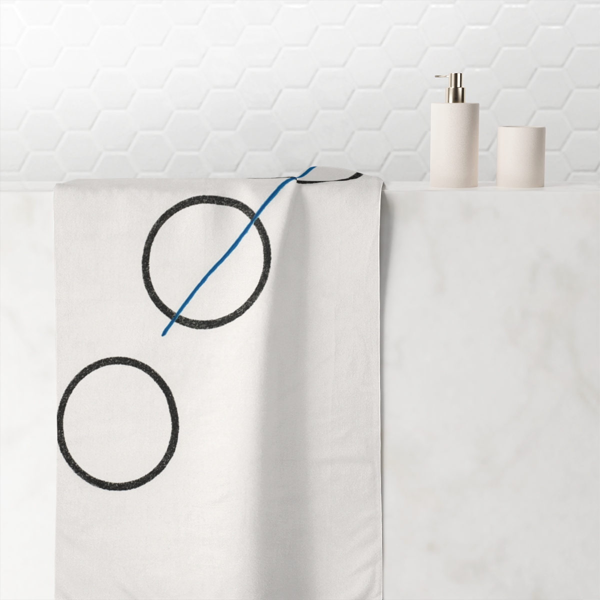 Three Rings With Shared Line personalized bath towels