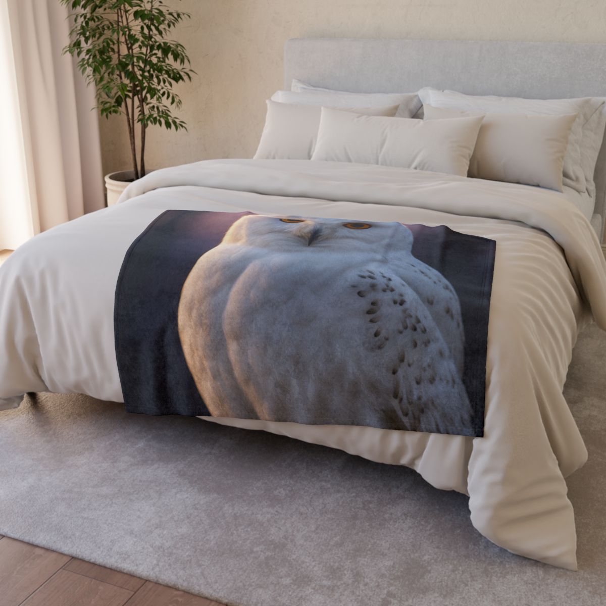 Twilight Watcher Snowy Owl soft fleece blankets