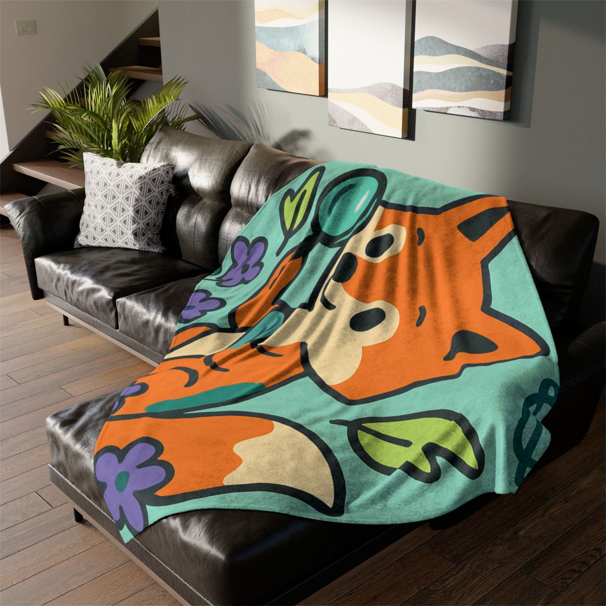 Galaxy Garden Fox soft fleece blankets