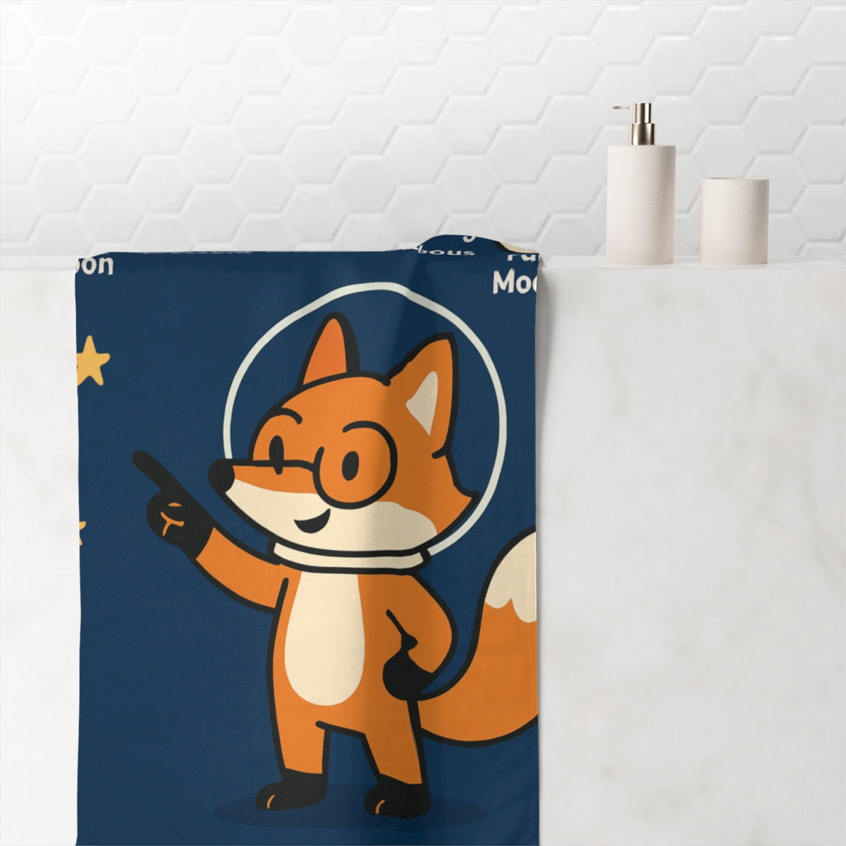 Luna The Moon Phase Fox soft cotton towels