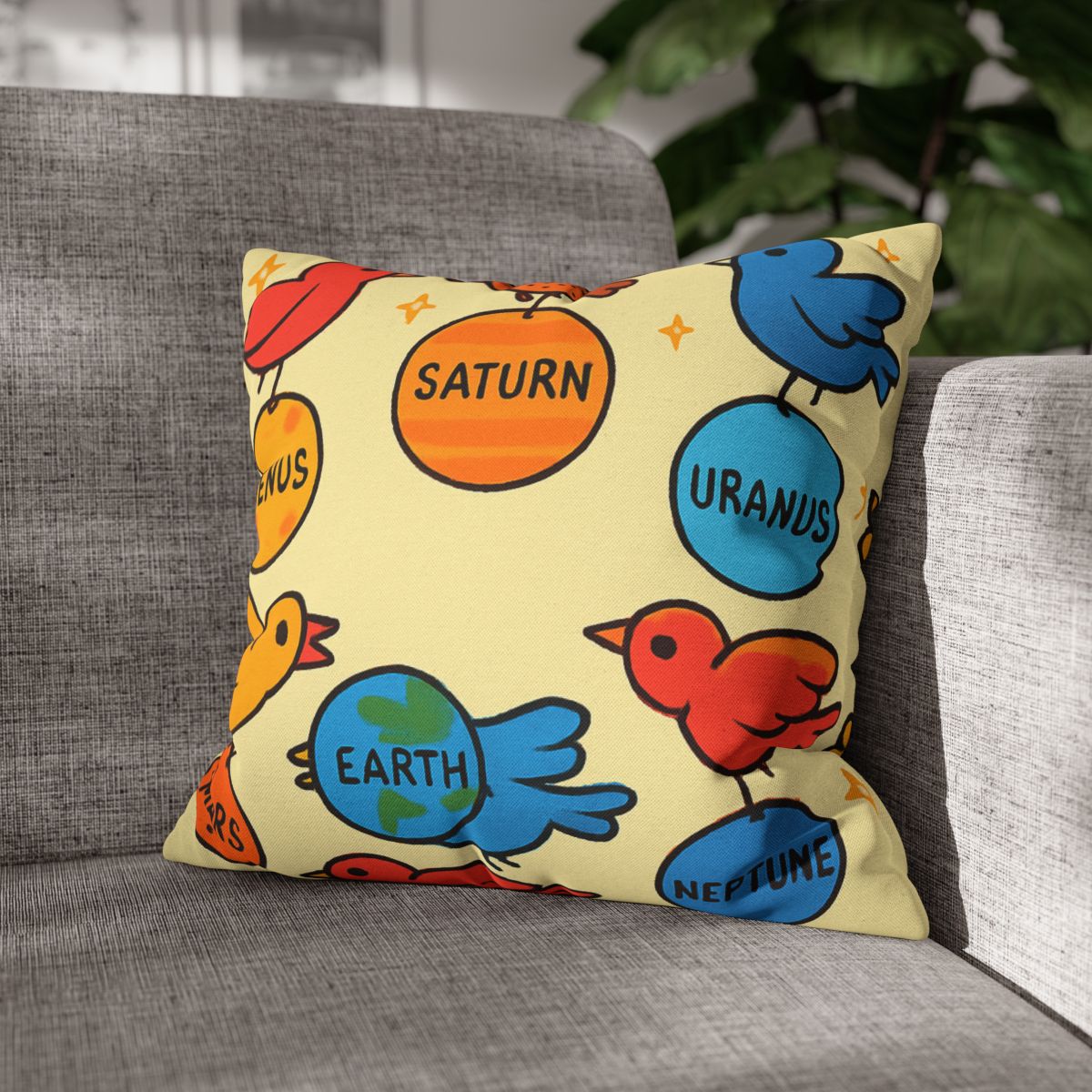 Solar System Circus Of Birds soft cotton pillow cases