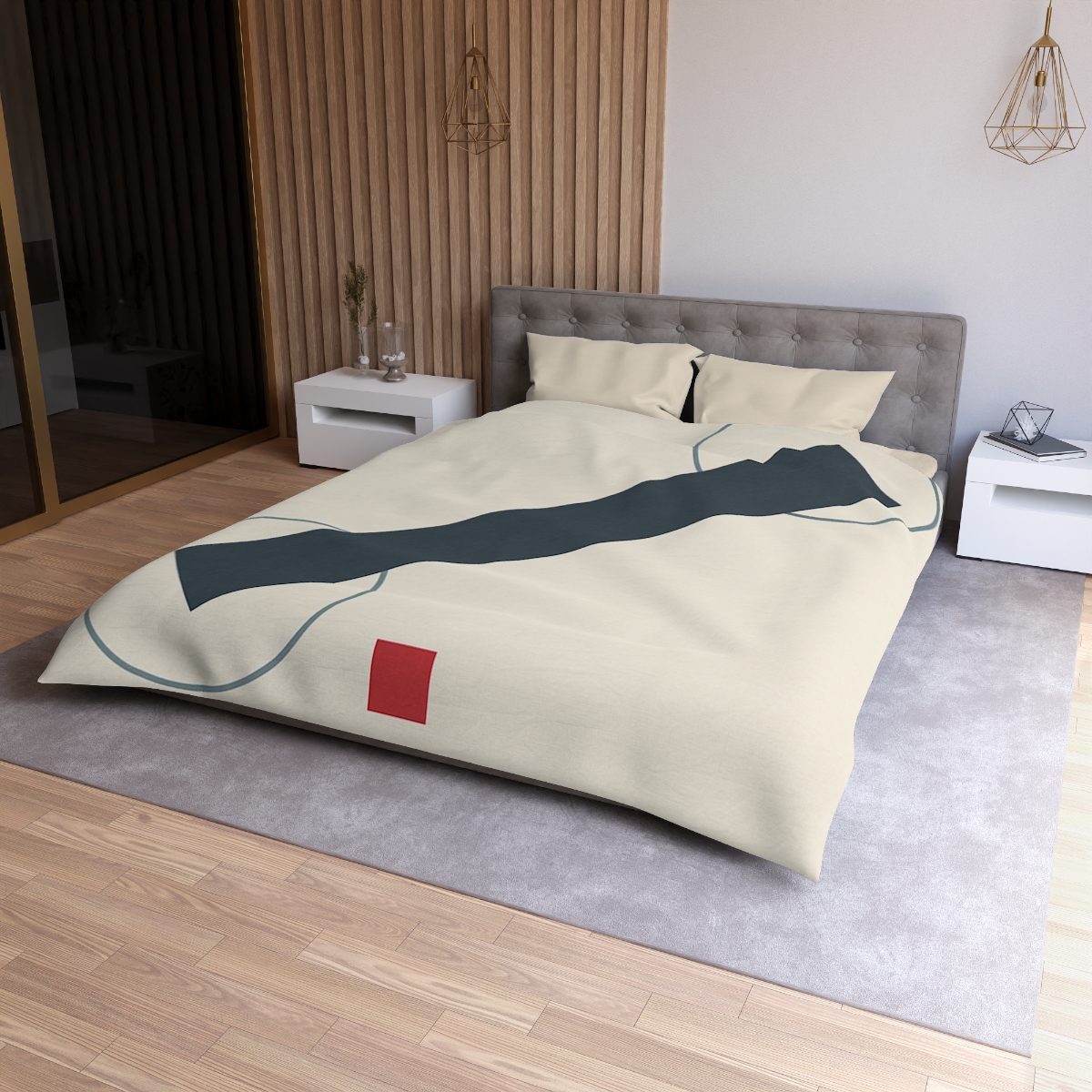 Diagonal Bar With Twin Orbits stylish duvet covers