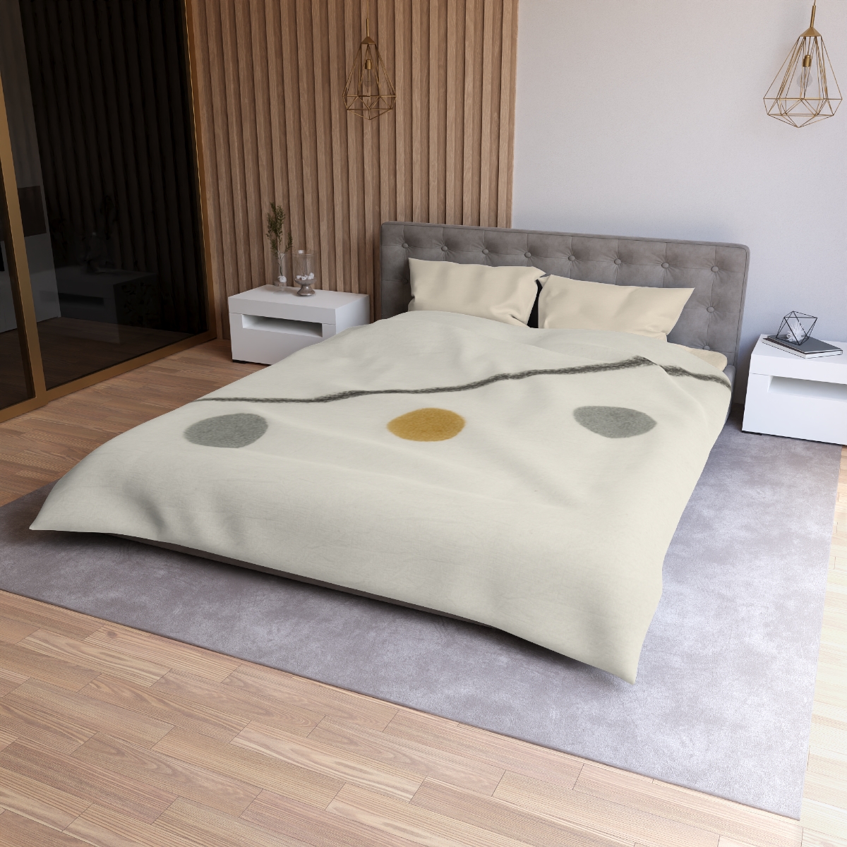 Diagonal Line And Triple Circles custom duvets