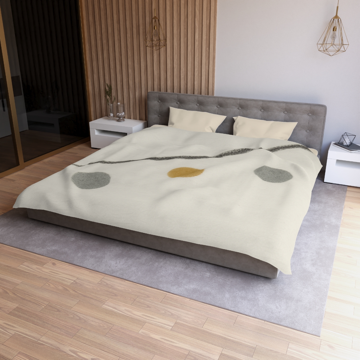 Diagonal Line And Triple Circles custom duvets