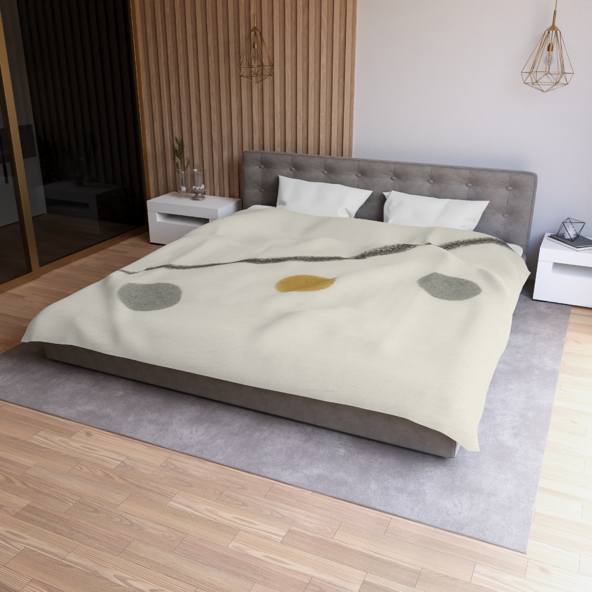 Diagonal Line And Triple Circles custom duvets