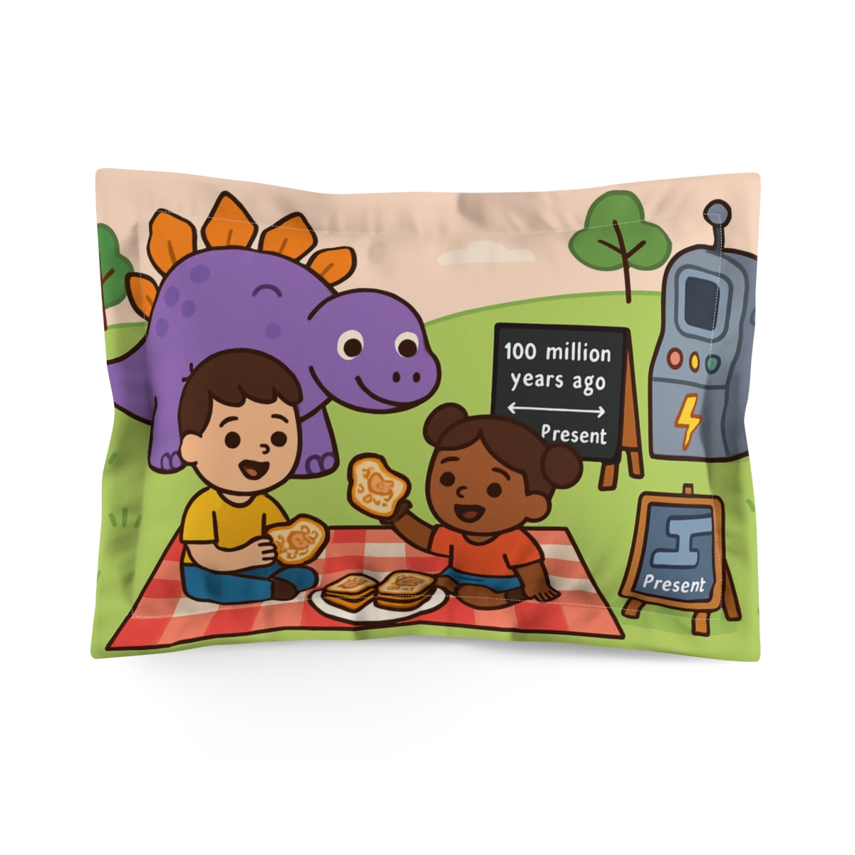 Dinosaur Time Travel Picnic custom pillows