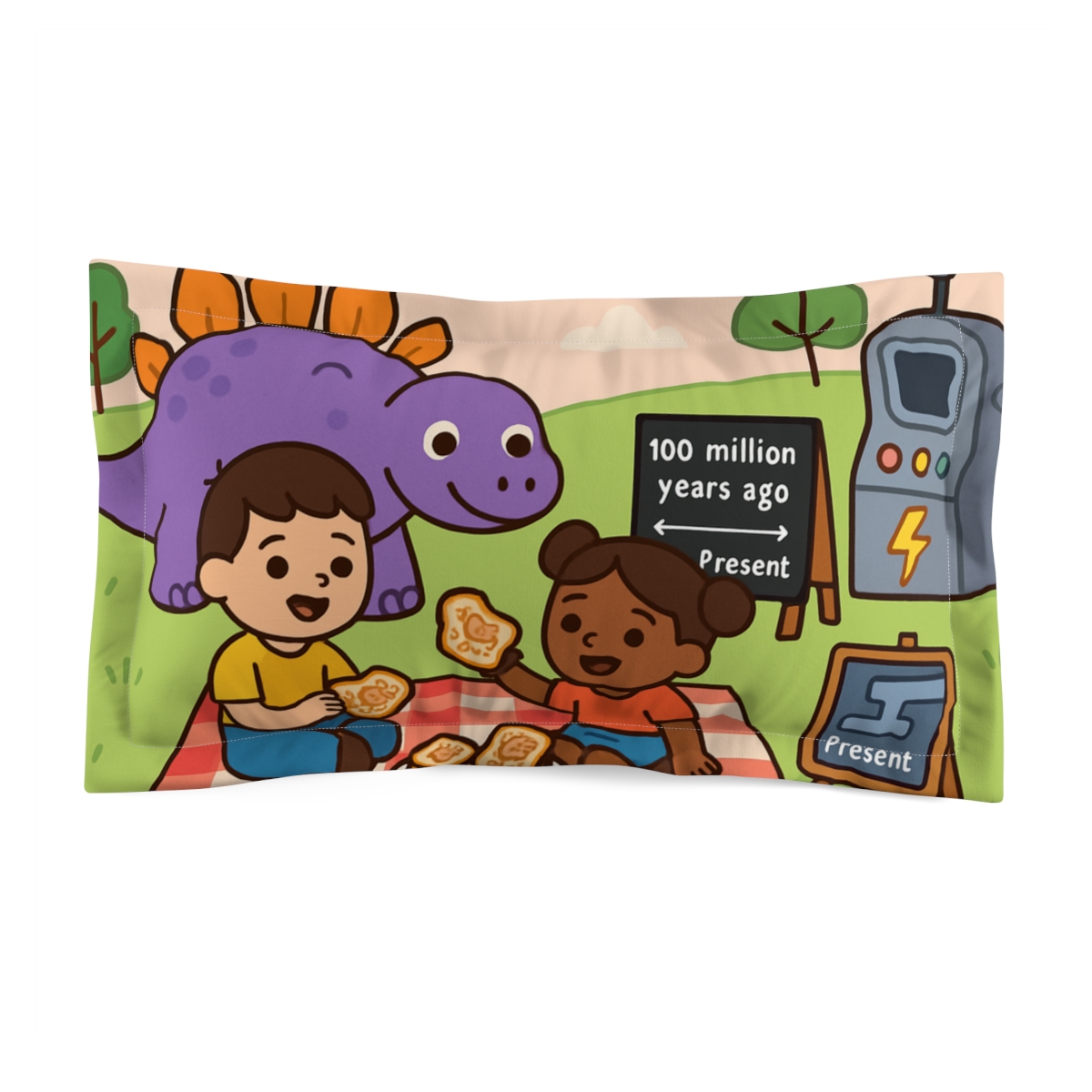 Dinosaur Time Travel Picnic custom pillows