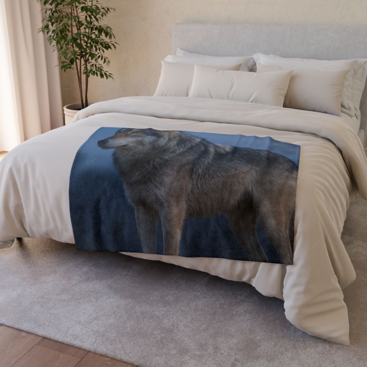 Dusk Sentinel Grey Wolf Blanket