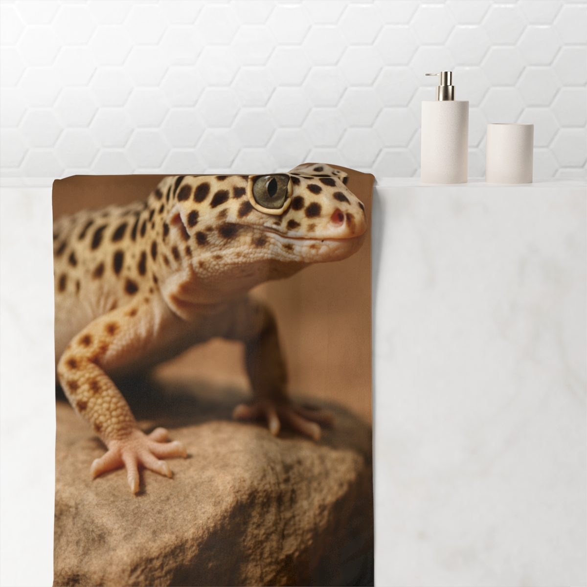 Dusky Majesty Leopard Gecko trendy hand towels