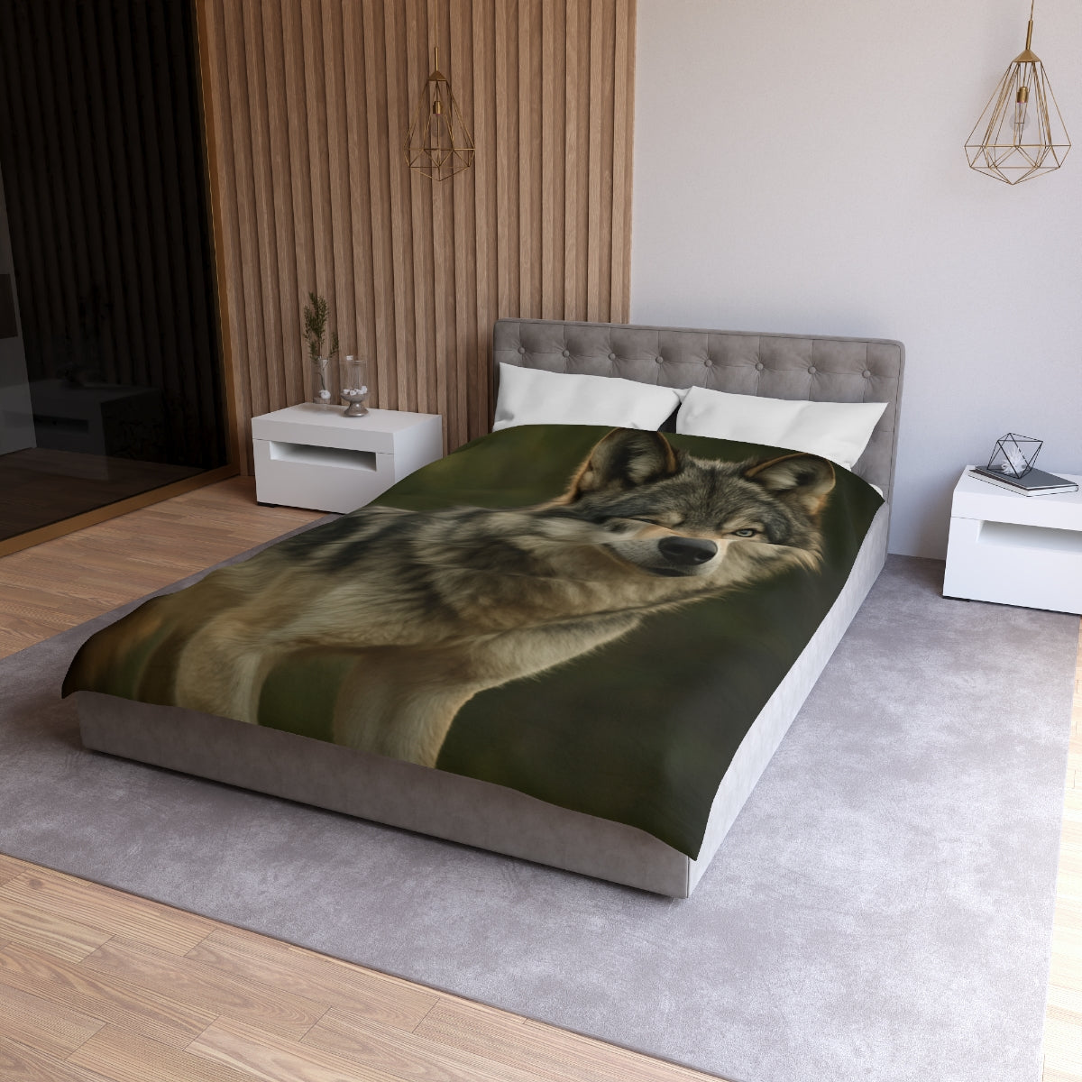Dusky Sentinel Grey Wolf Duvet