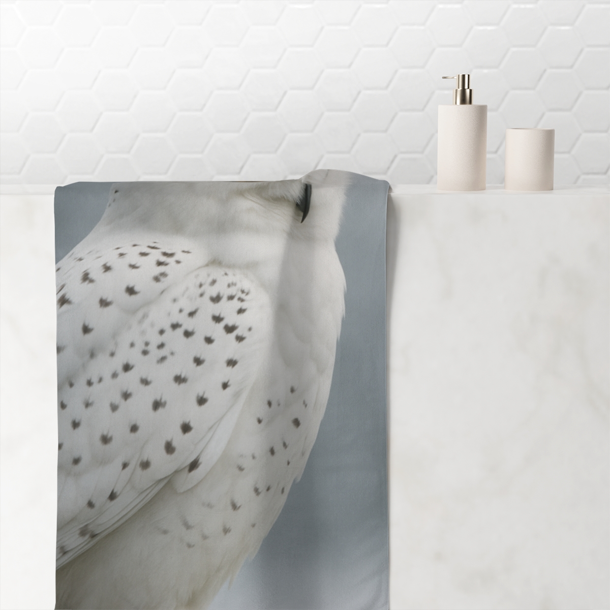 Dusky Sentinel Snowy Owl stylish beach towels