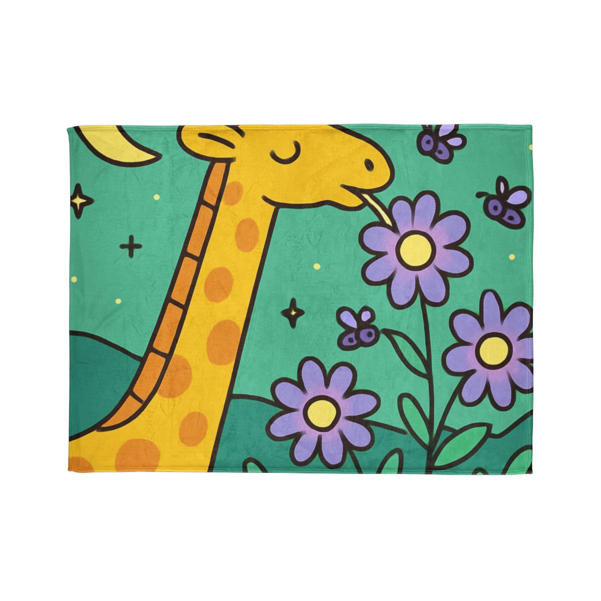 Galactic Garden Giraffe soft fleece blankets