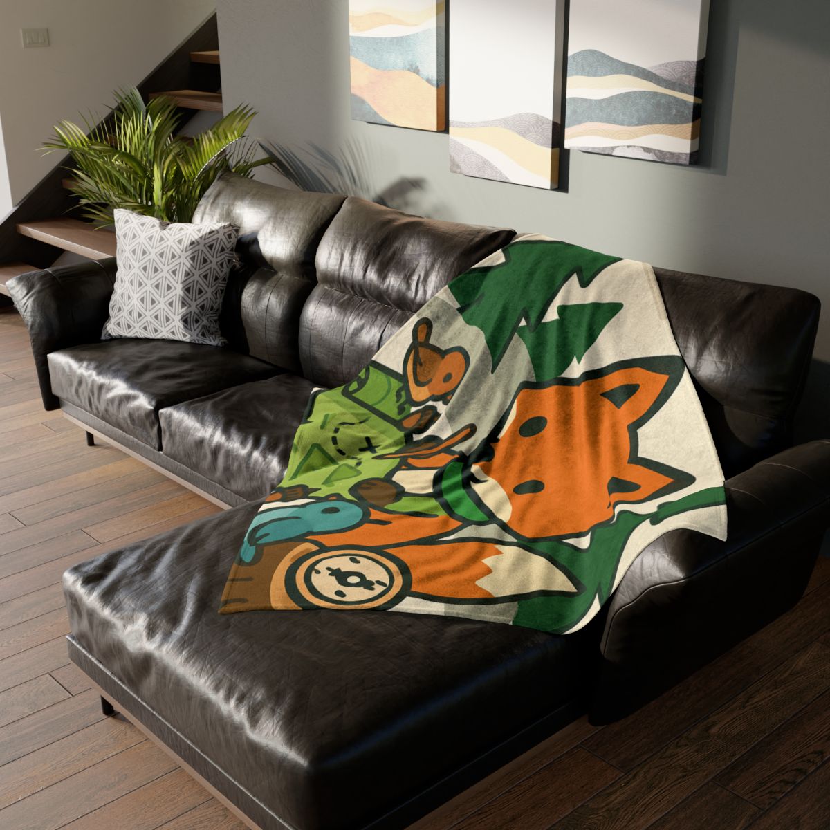 The Map Making Fox In Misty Pines personalized cozy blankets