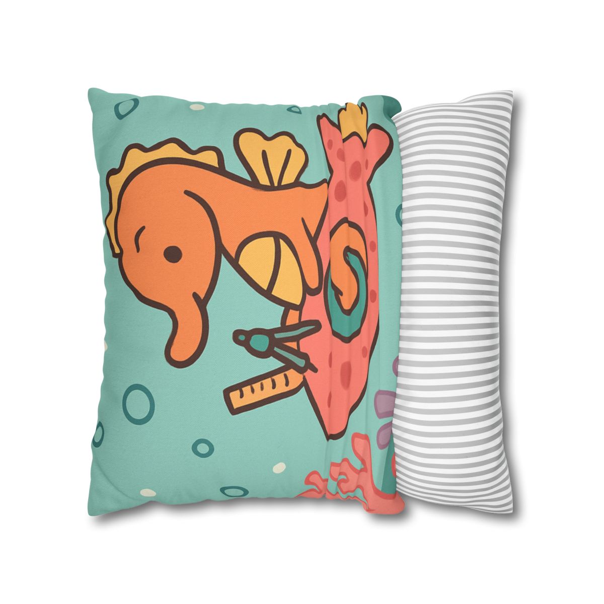 Coral Rocket Seahorse designer print pillow cases