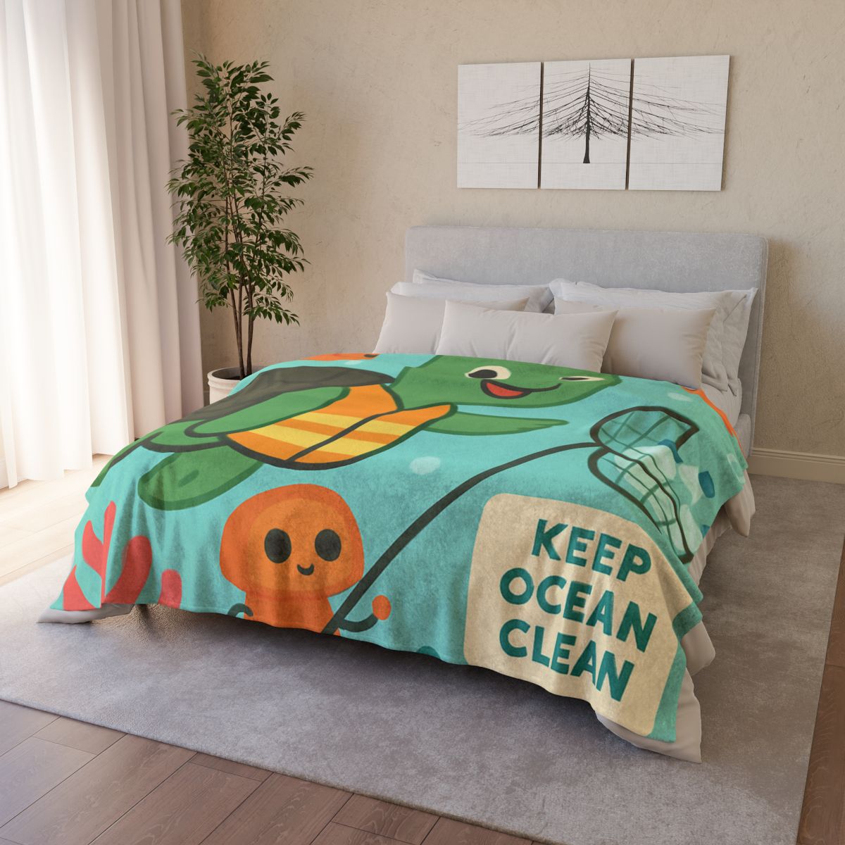 Coral Cleanup Turtle Patrol trendy patterned blankets