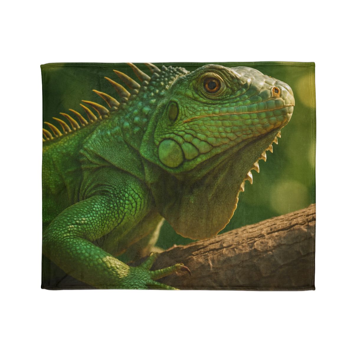 Sun Dappled Green Iguana stylish throw blankets