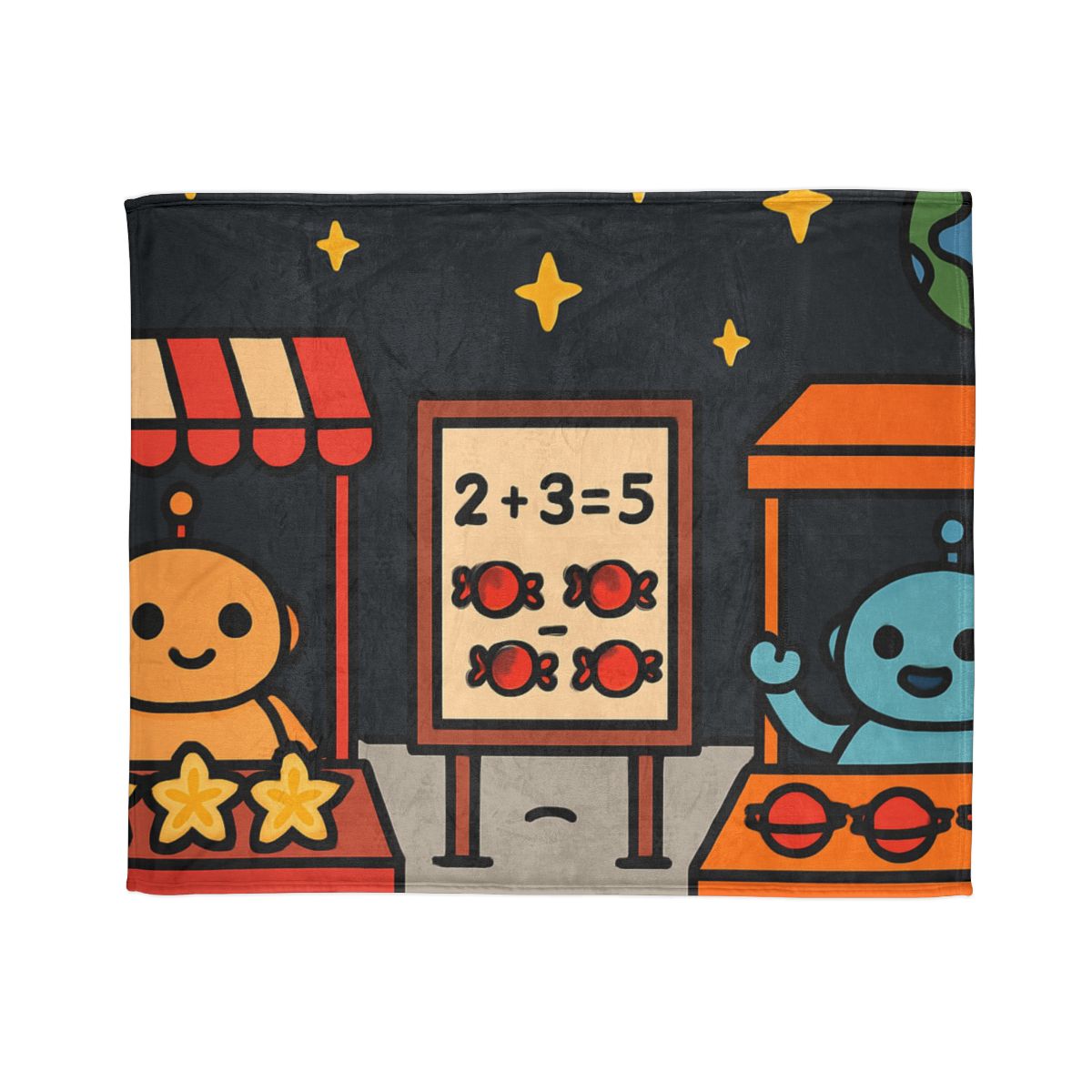 Moonlight Market Run By Friendly Robots designer printed blankets